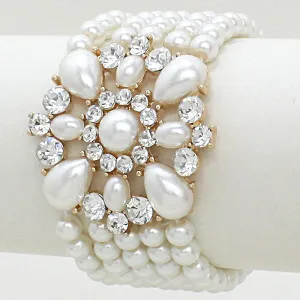 iLLASPARKZ Crystal Pearl Flower Stretch Bracelet