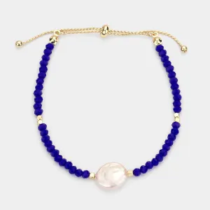 iLLASPARKZ Freshwater Pearl Accented Faceted Beaded Pull Tie Cinch Bracelet