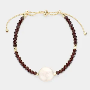 iLLASPARKZ Freshwater Pearl Accented Faceted Pull Tie Cinch Beaded Bracelet