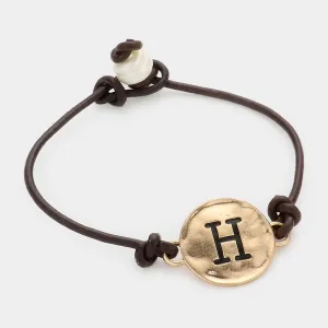 iLLASPARKZ -H- Monogram Metal Disc Pearl Pointed Bracelet