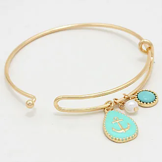 iLLASPARKZ Lacquered Enamel Pearl Anchor Bangle Hook Bracelet