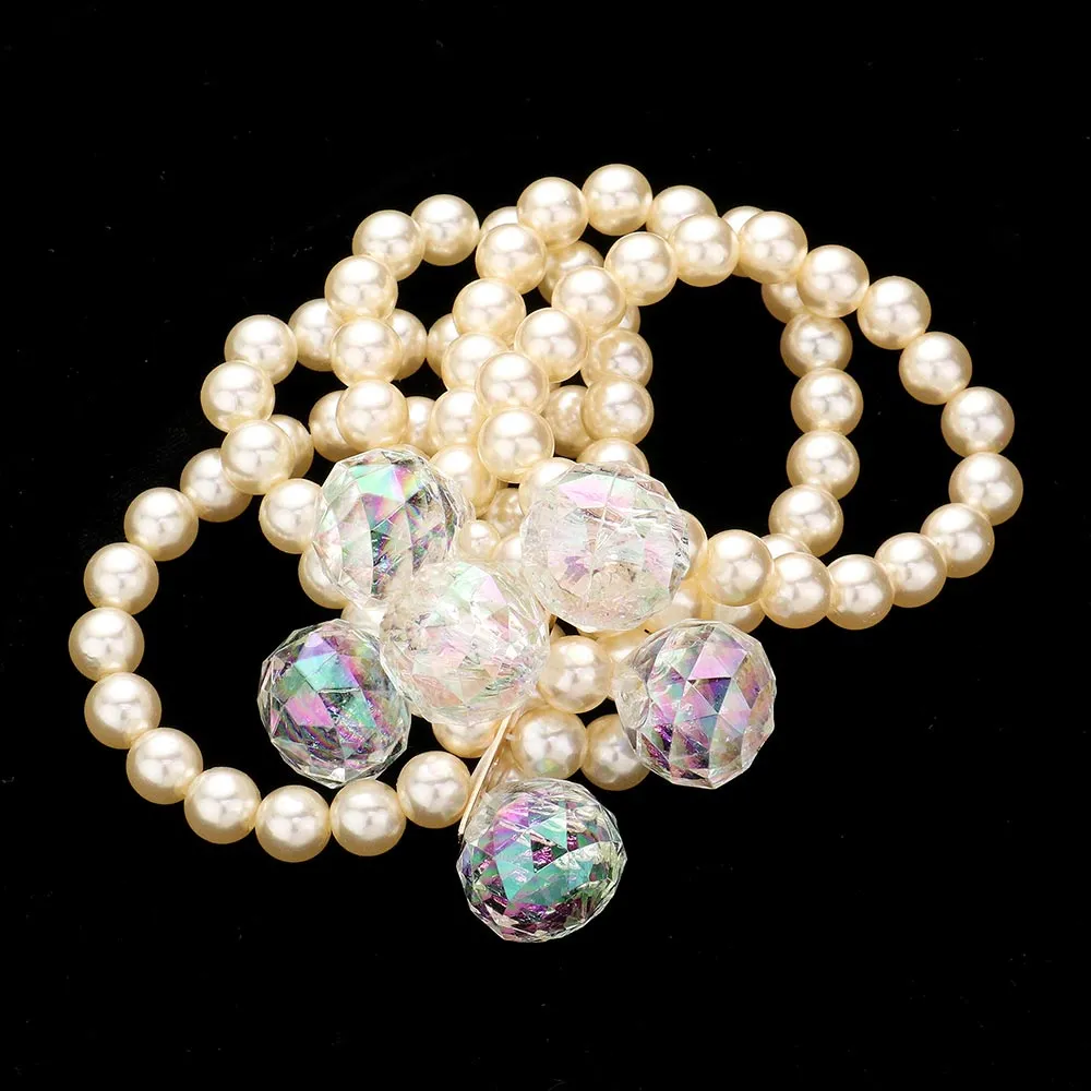 iLLASPARKZ Lucite Ball Pearl Stretch Bracelet