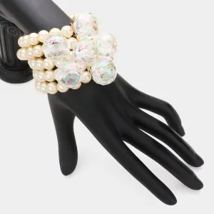 iLLASPARKZ Lucite Ball Pearl Stretch Bracelet