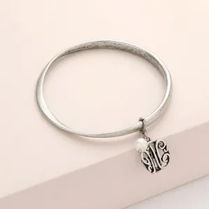 iLLASPARKZ -W- Monogram Pearl Charm Bangle Bracelet