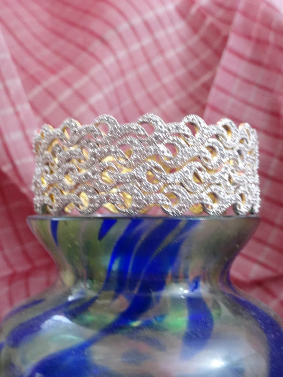 India's statement bangle bracelets in white faux diamond. Indian, handmade bangle bracelets. "Cupid's Eyes". From Artikrti.