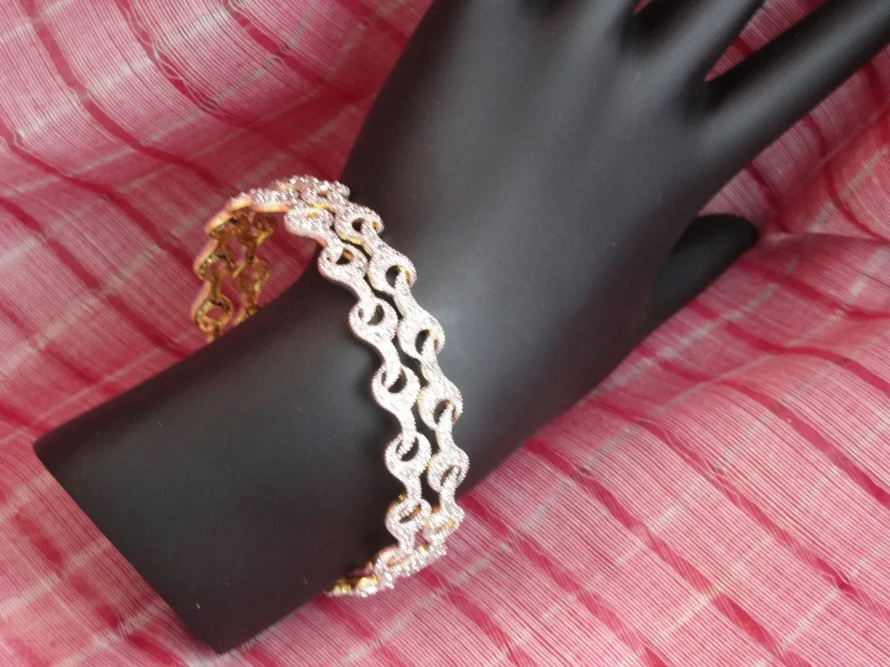 India's statement bangle bracelets in white faux diamond. Indian, handmade bangle bracelets. "Cupid's Eyes". From Artikrti.
