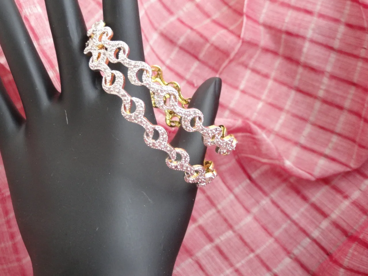 India's statement bangle bracelets in white faux diamond. Indian, handmade bangle bracelets. "Cupid's Eyes". From Artikrti.