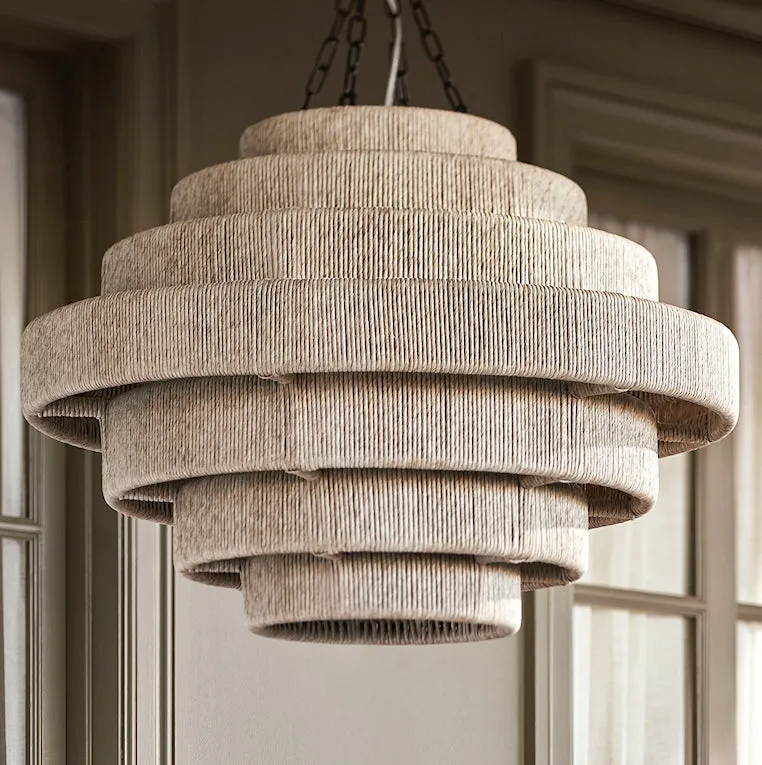 Indoor/Outdoor Faux Abaca Waterfall Pendants