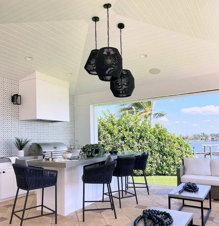 Indoor/Outdoor Open Weave Tapered Pendants