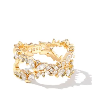 Kendra Scott Rosalie Double Band Ring - Gold/White Crystal