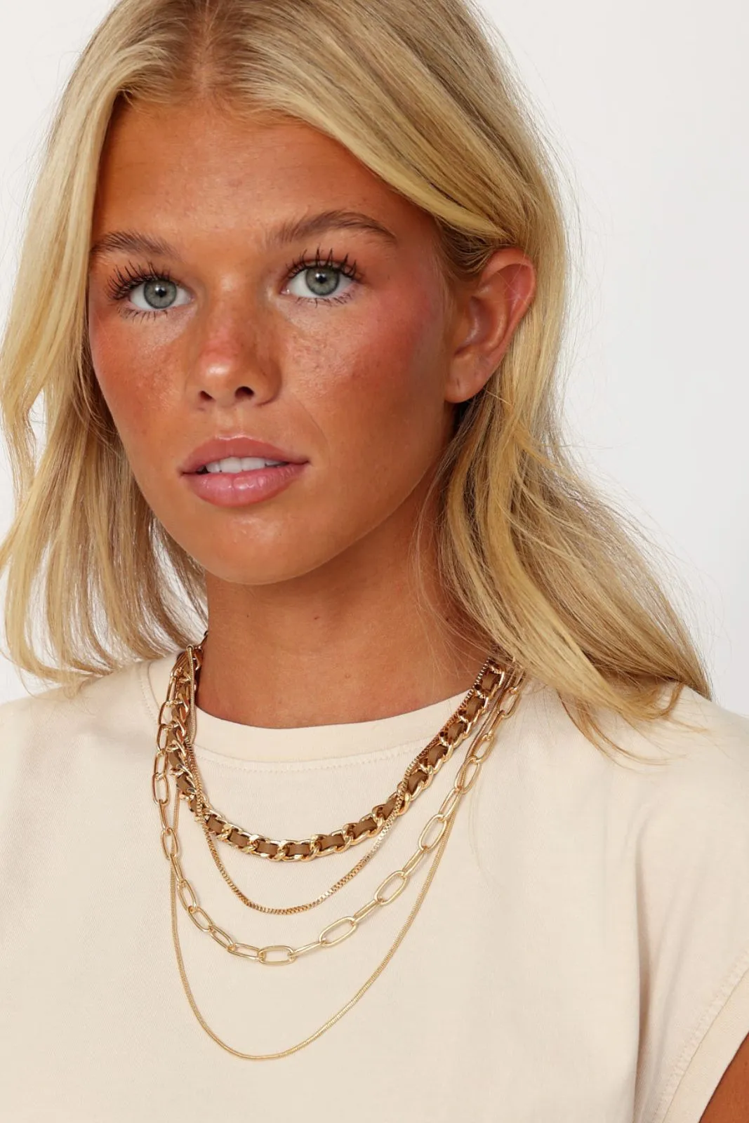 Leyton Leather Wrapped Chain Layer Choker
