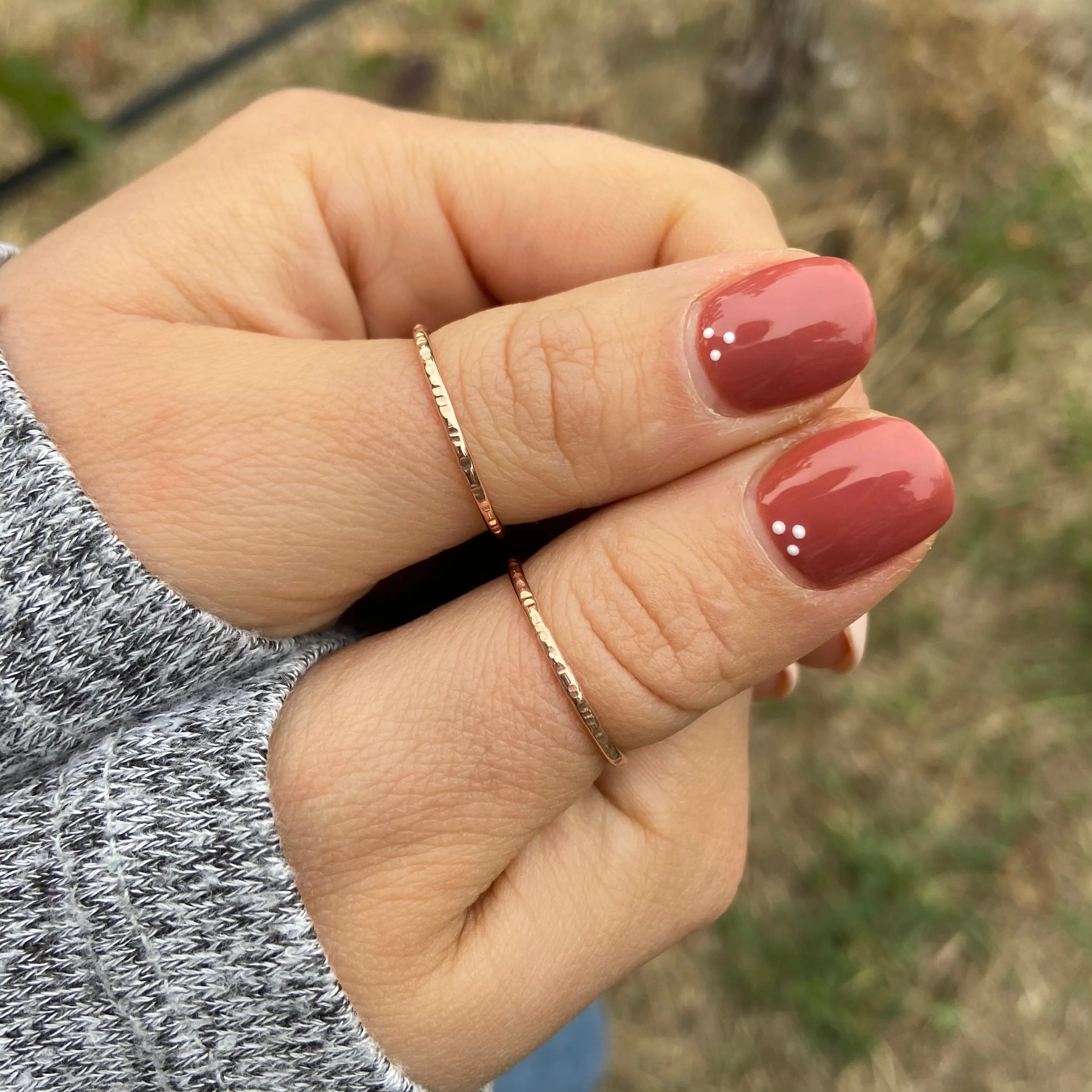 Line Hammered Stacking Ring