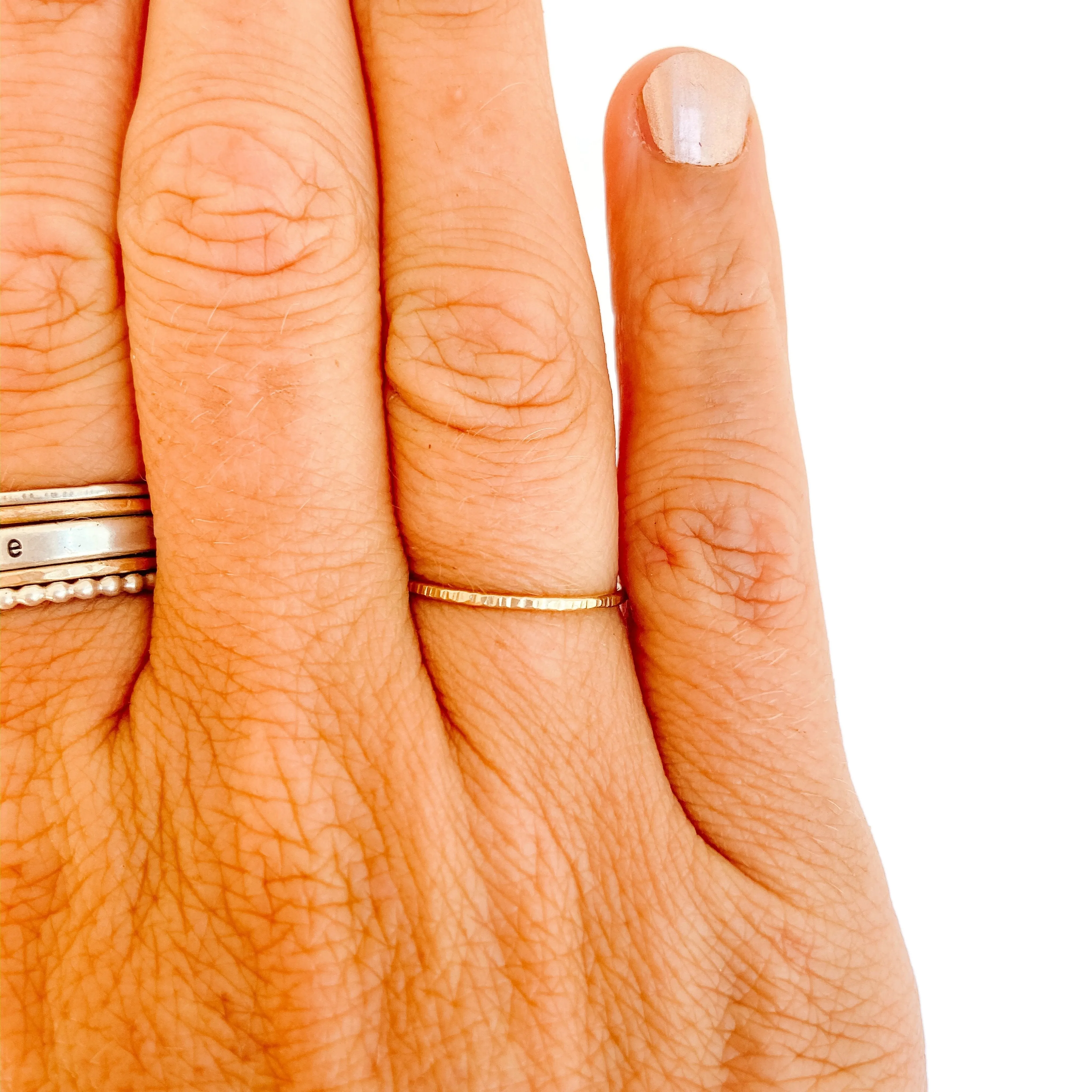 Line Hammered Stacking Ring