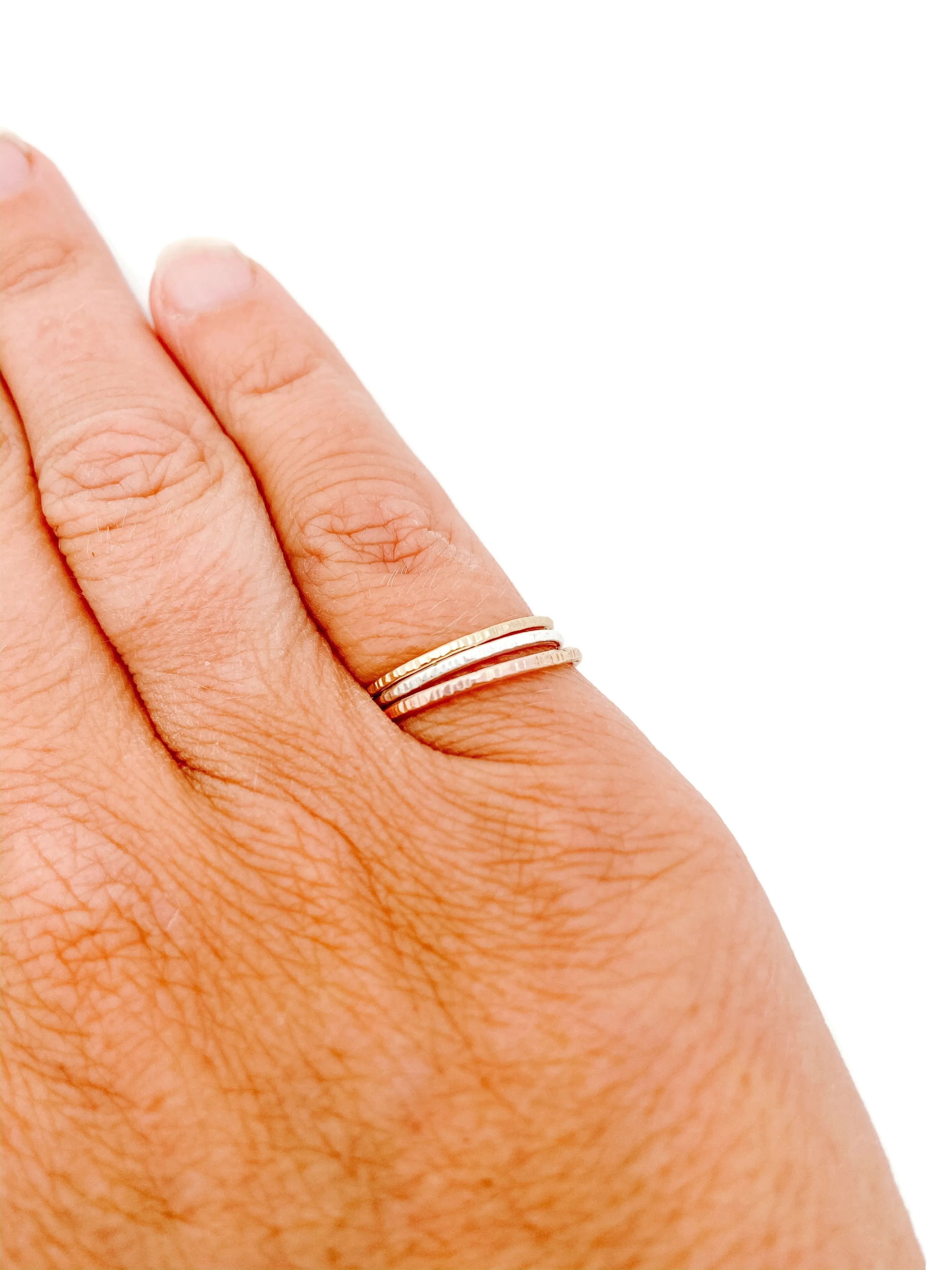 Line Hammered Stacking Ring