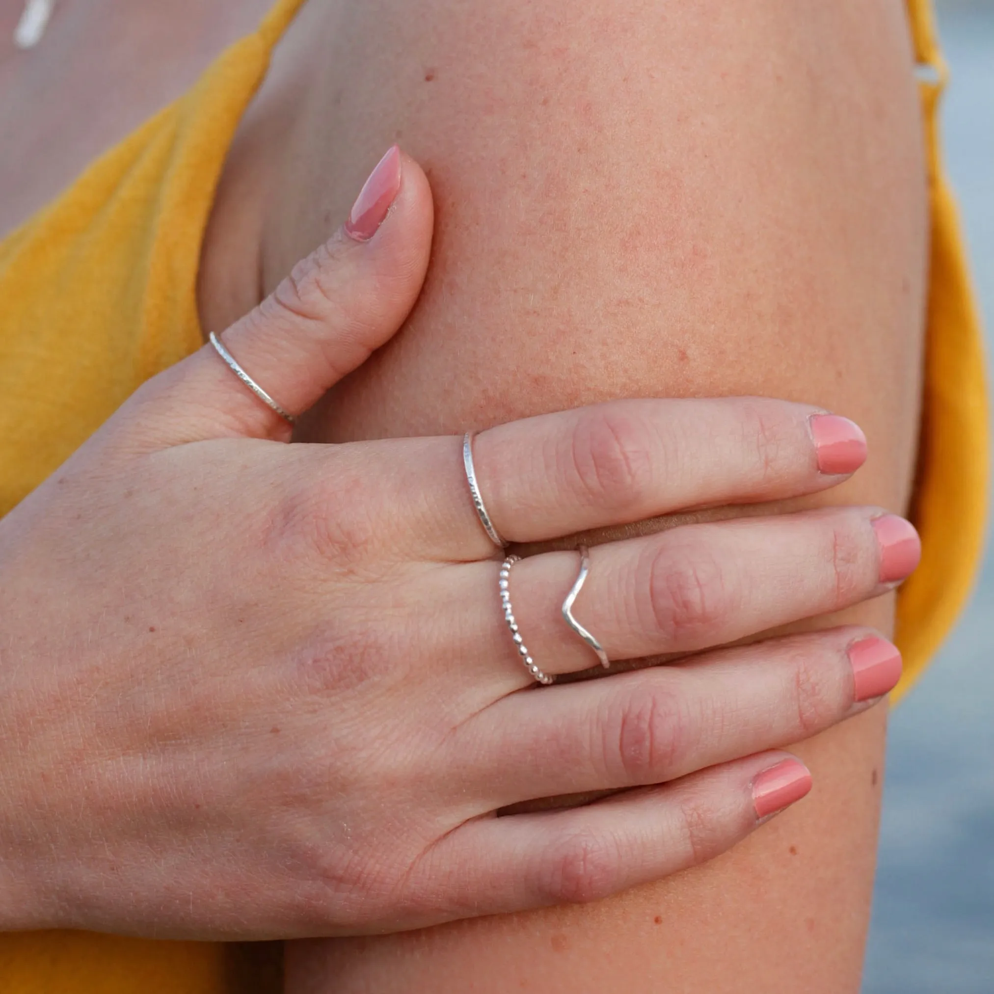 Line Hammered Stacking Ring
