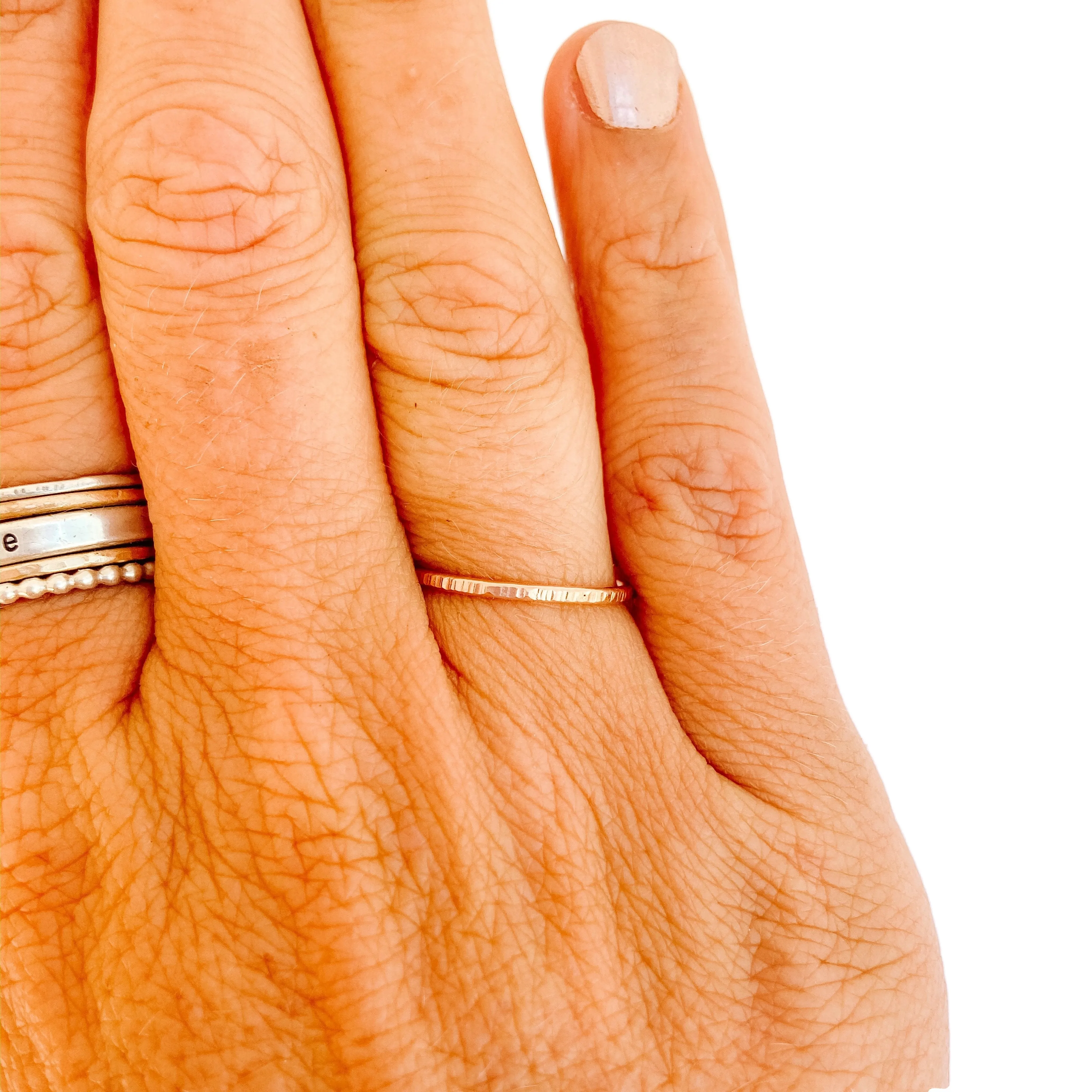 Line Hammered Stacking Ring
