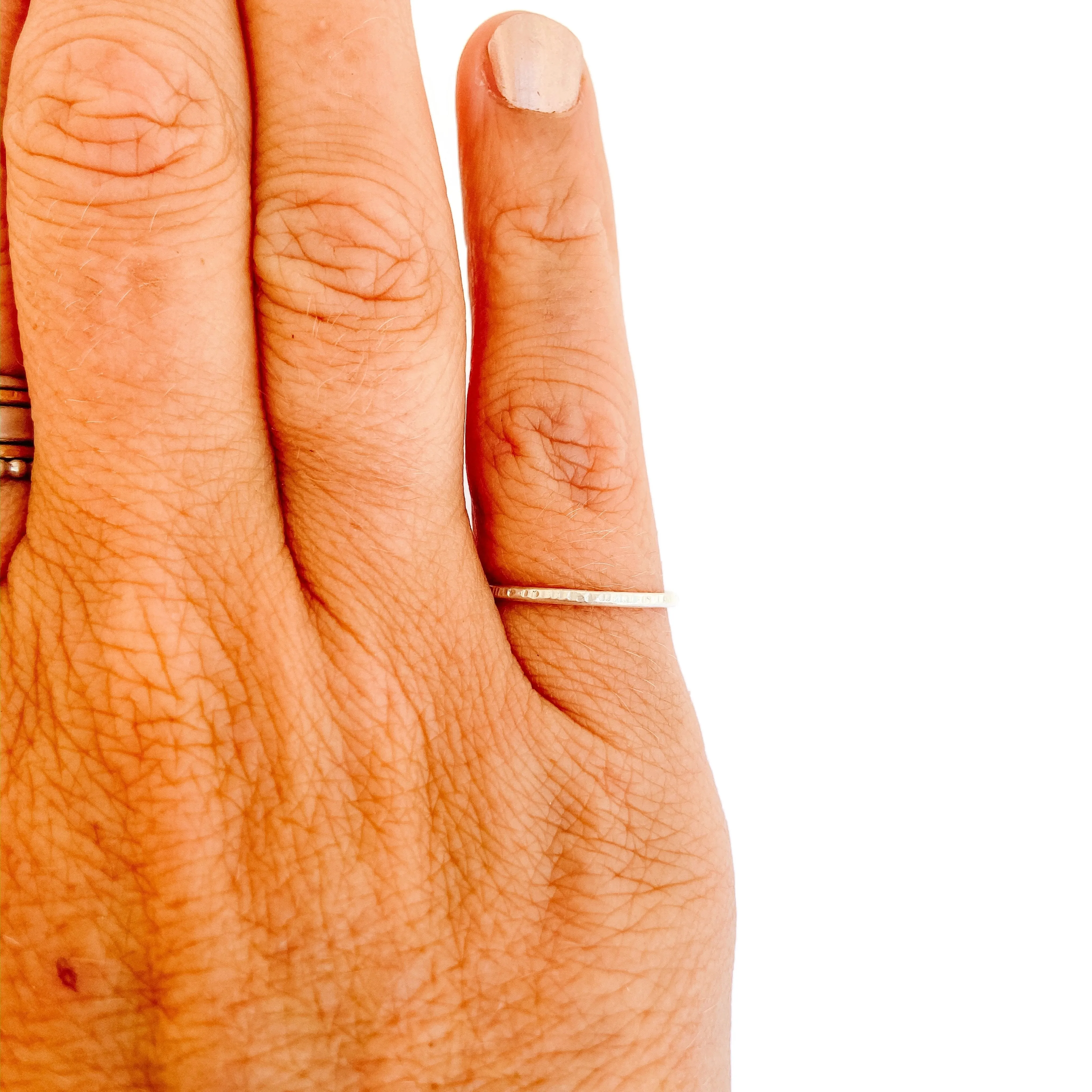 Line Hammered Stacking Ring