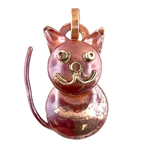 Little Chubby Happy Cat Rustic Copper Pendant