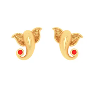 Lord Ganesha 18k Gold Stud Earrings  From Online Exclusive Collection