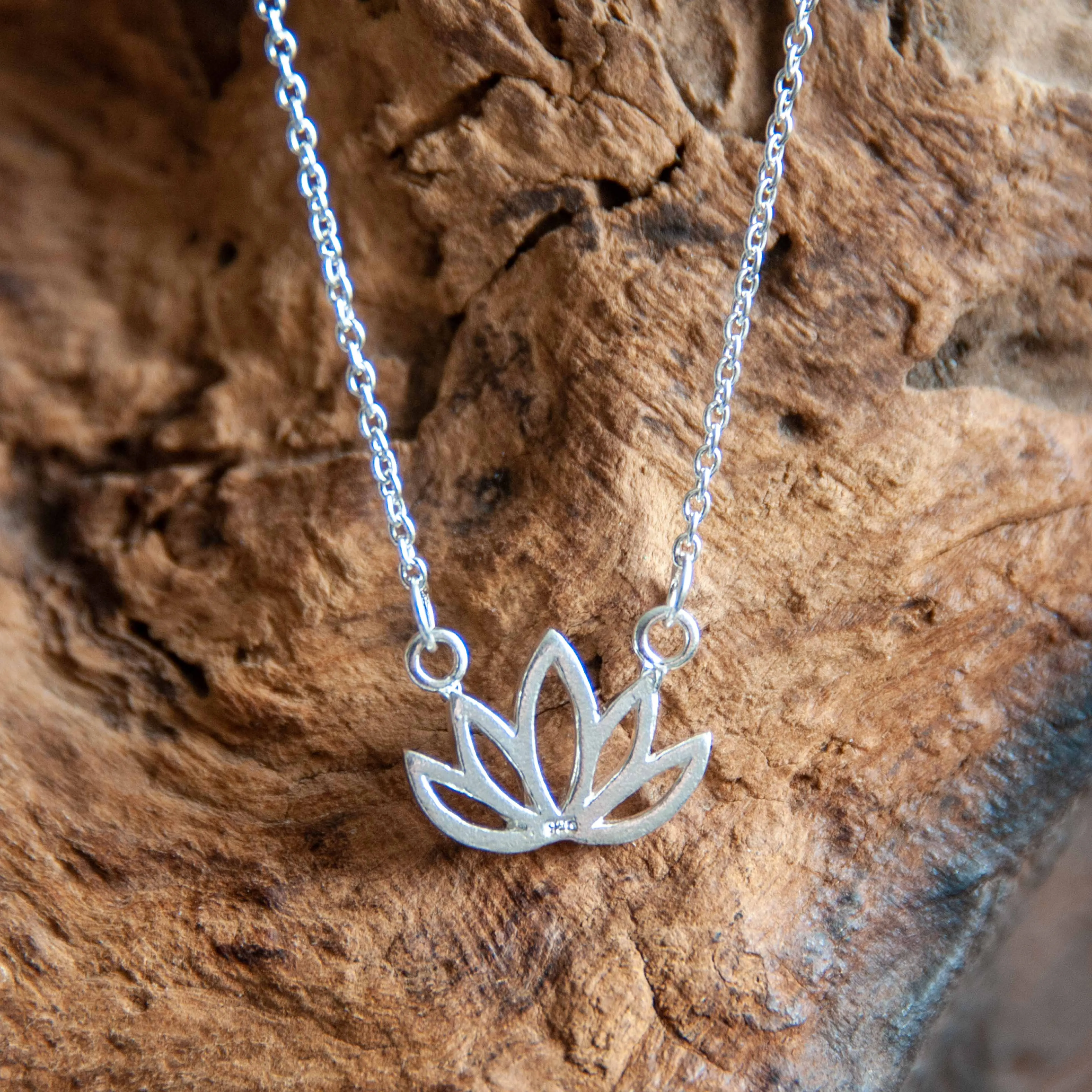 Lotus Flower Silver Necklace