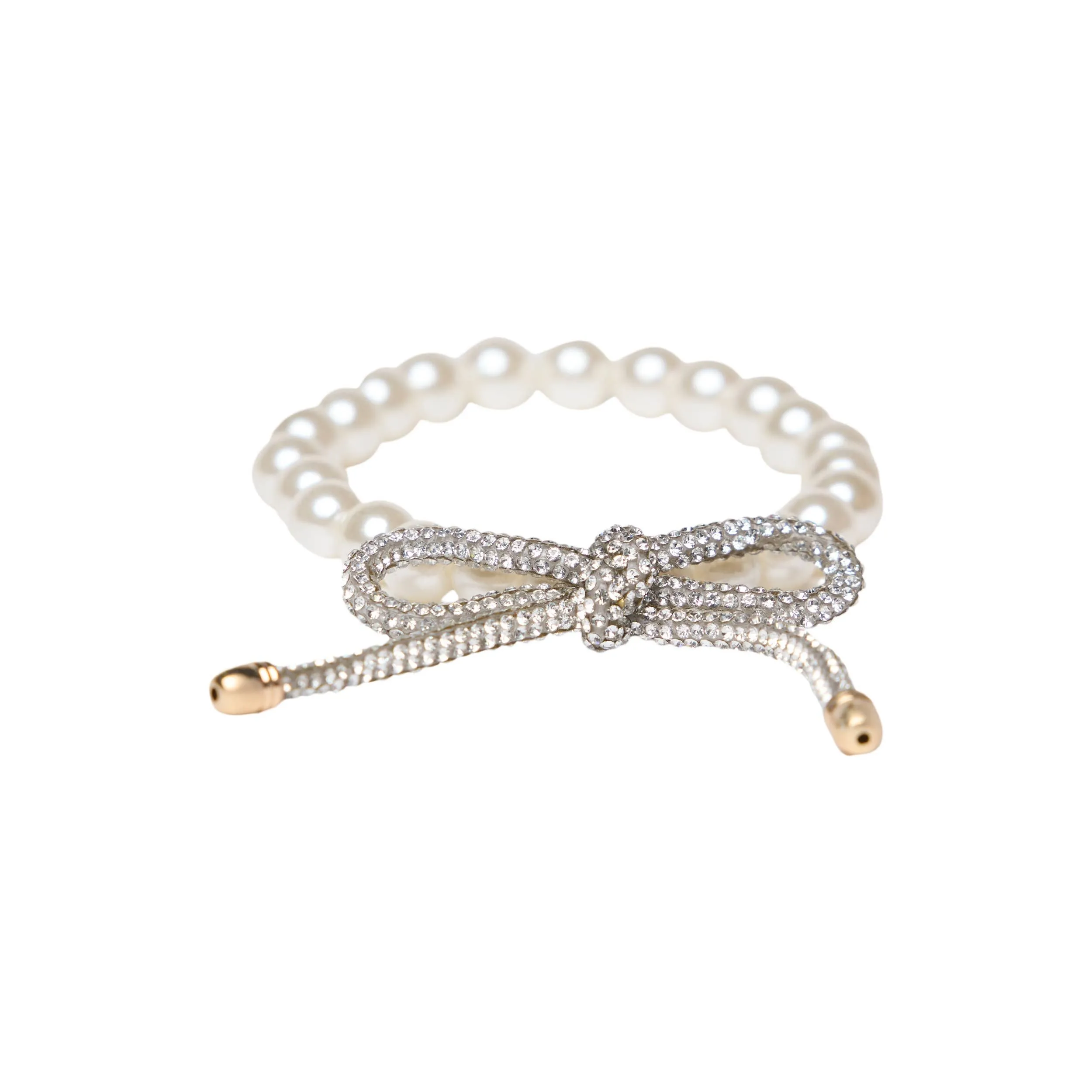 Malibu Sugar - Pearl & Rhinestone Bow Bracelet Collection - 3 Colors! - Black