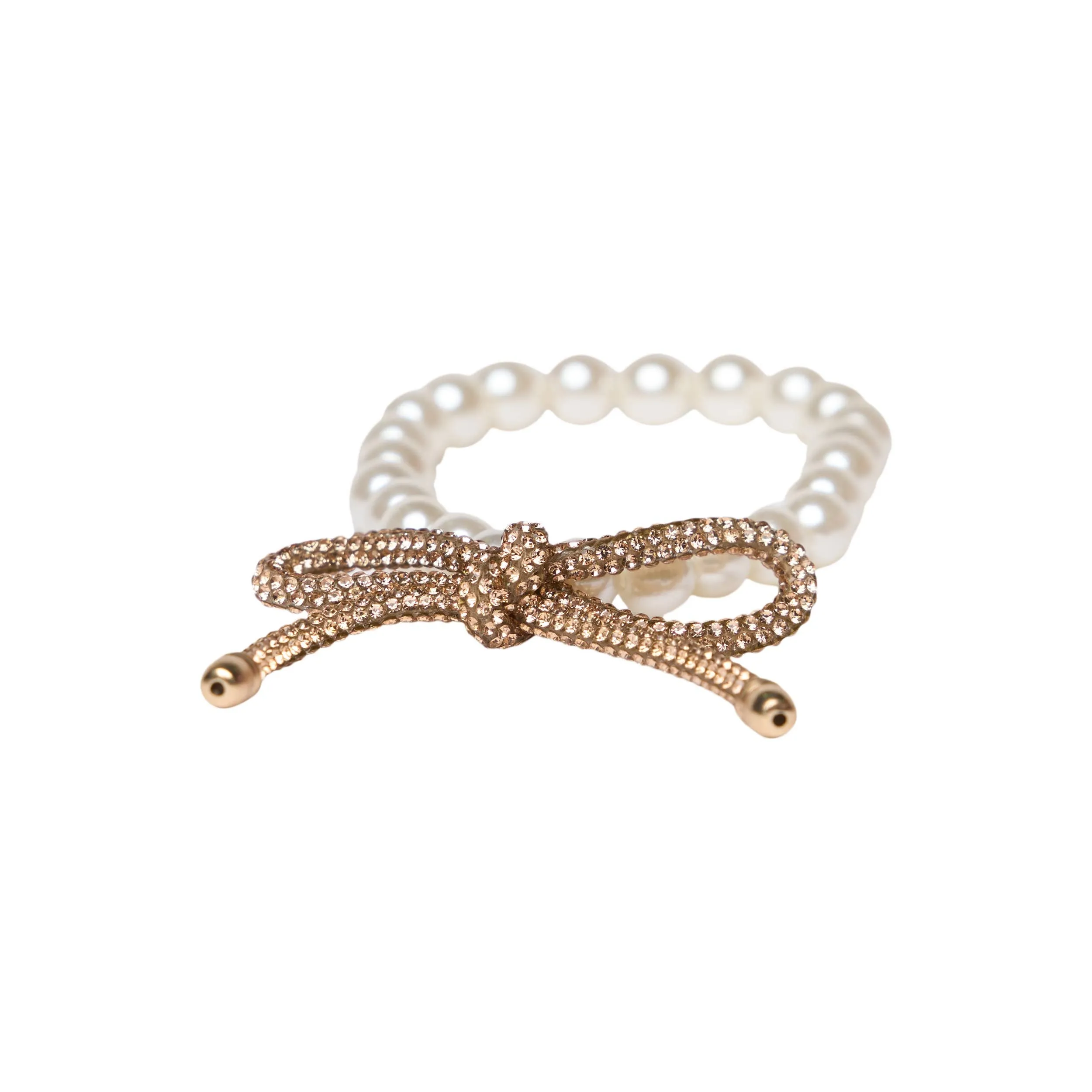 Malibu Sugar - Pearl & Rhinestone Bow Bracelet Collection - 3 Colors! - Black