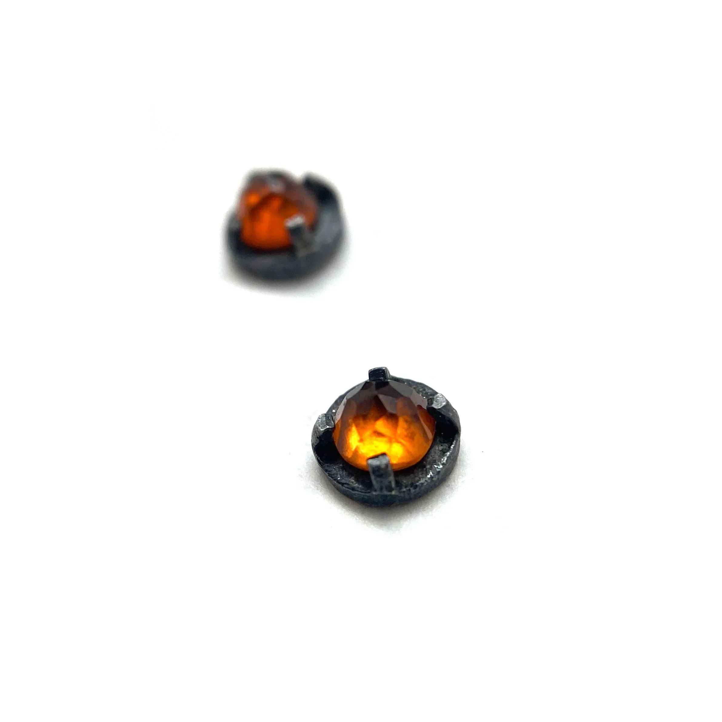 Mini Carved Studs - Hessonite Garnet