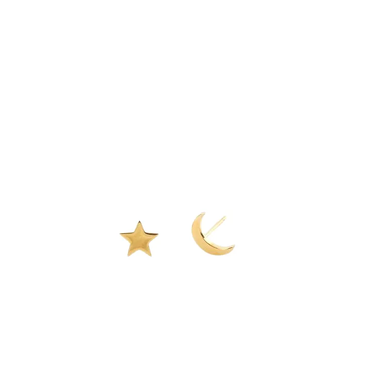 Moon and Star Stud Earring