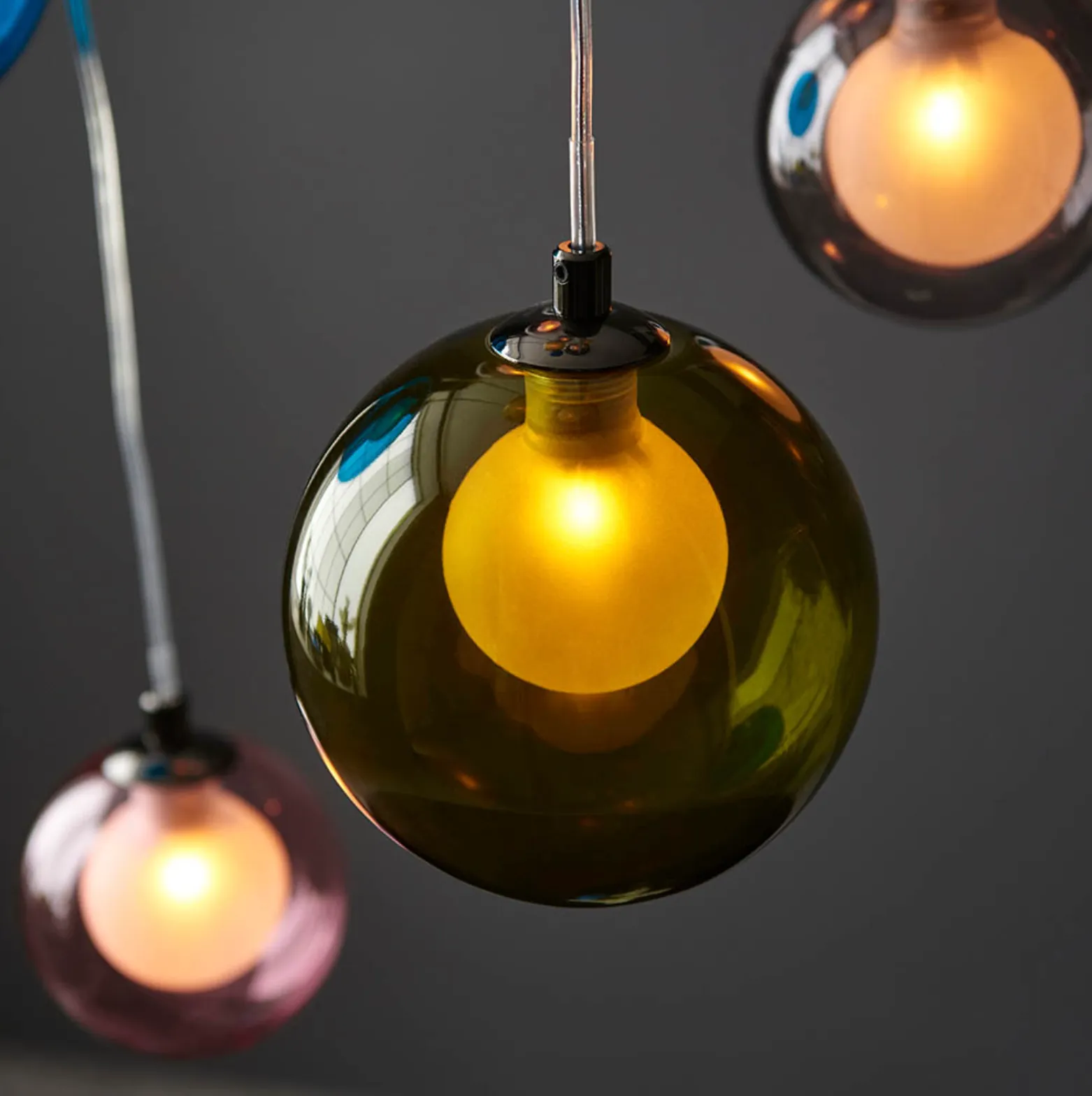 Multi-coloured Glass 12 Light Cluster Pendant - ID 12116