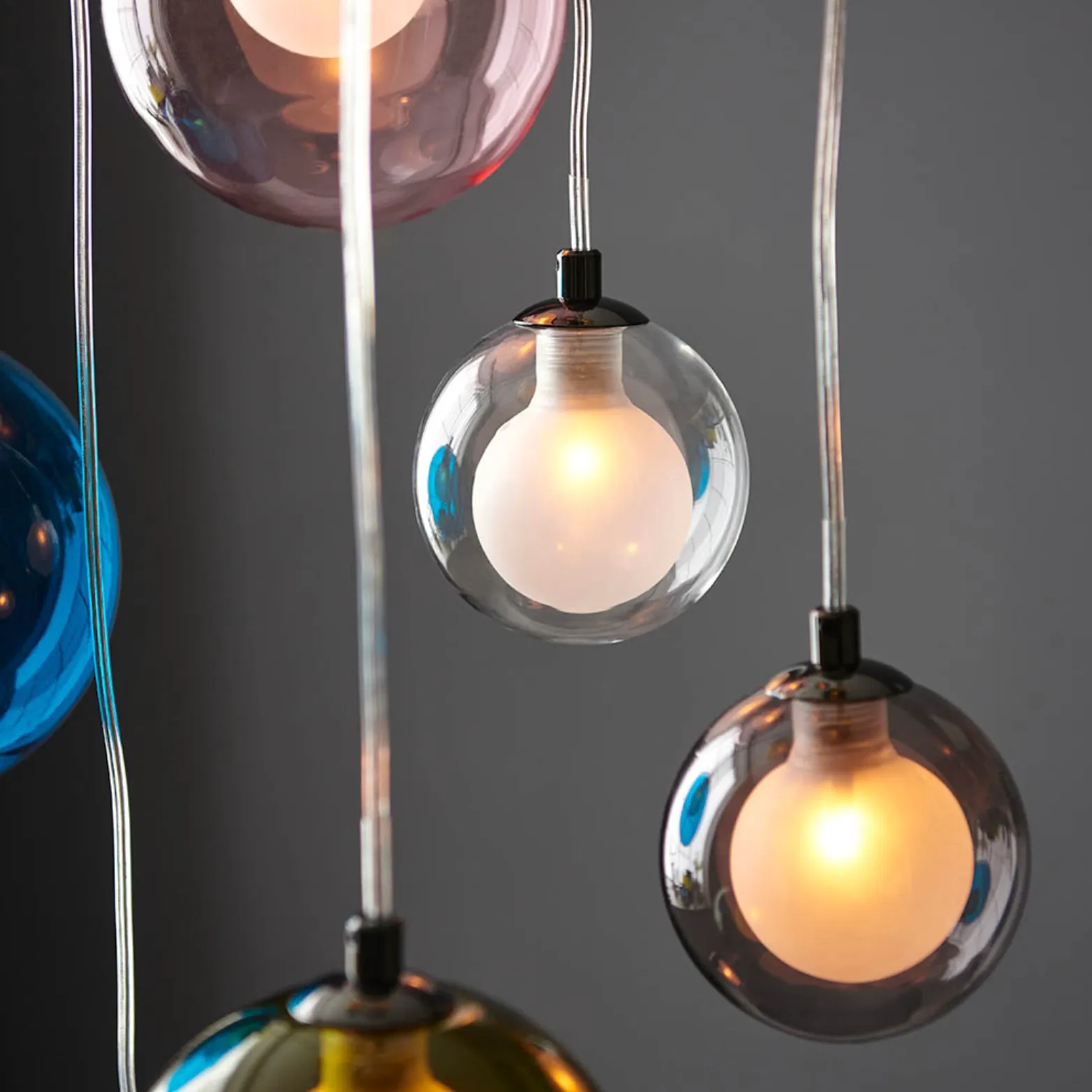 Multi-coloured Glass 12 Light Cluster Pendant - ID 12116