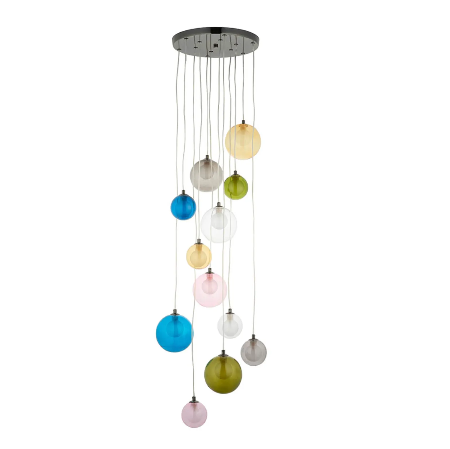 Multi-coloured Glass 12 Light Cluster Pendant - ID 12116