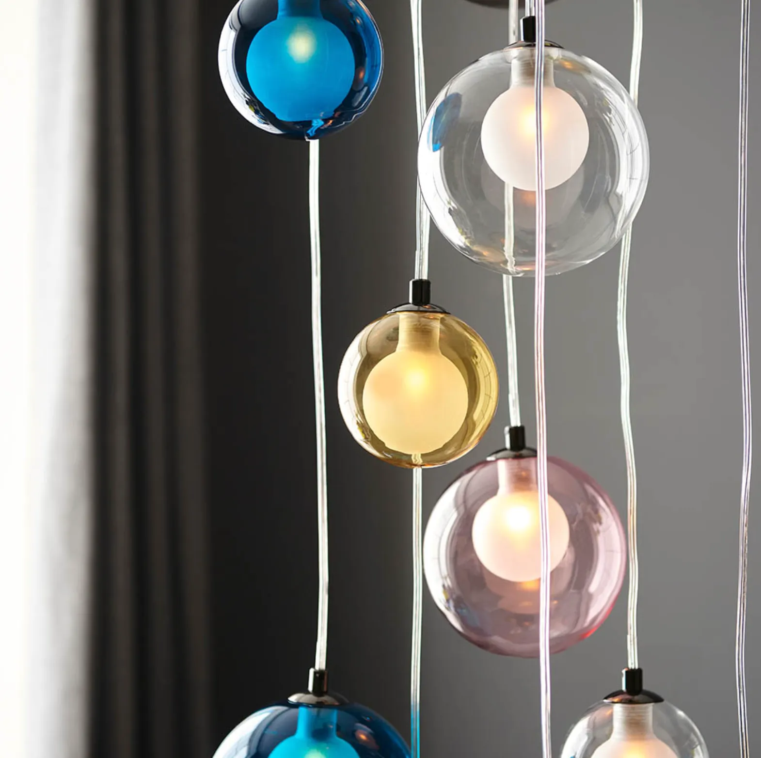 Multi-coloured Glass 12 Light Cluster Pendant - ID 12116