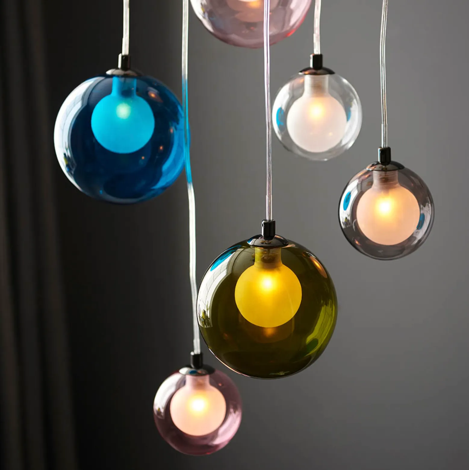 Multi-coloured Glass 12 Light Cluster Pendant - ID 12116