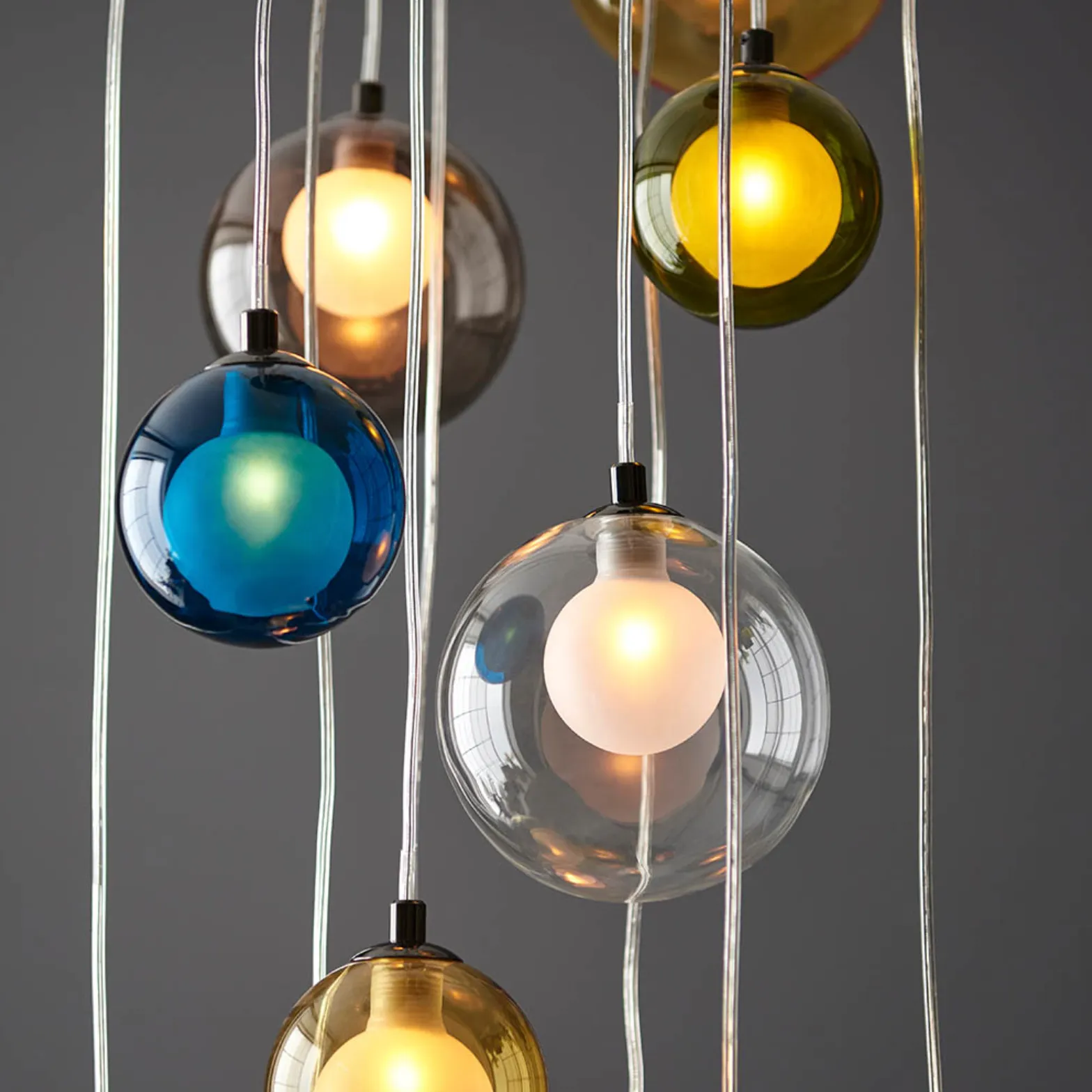 Multi-coloured Glass 12 Light Cluster Pendant - ID 12116