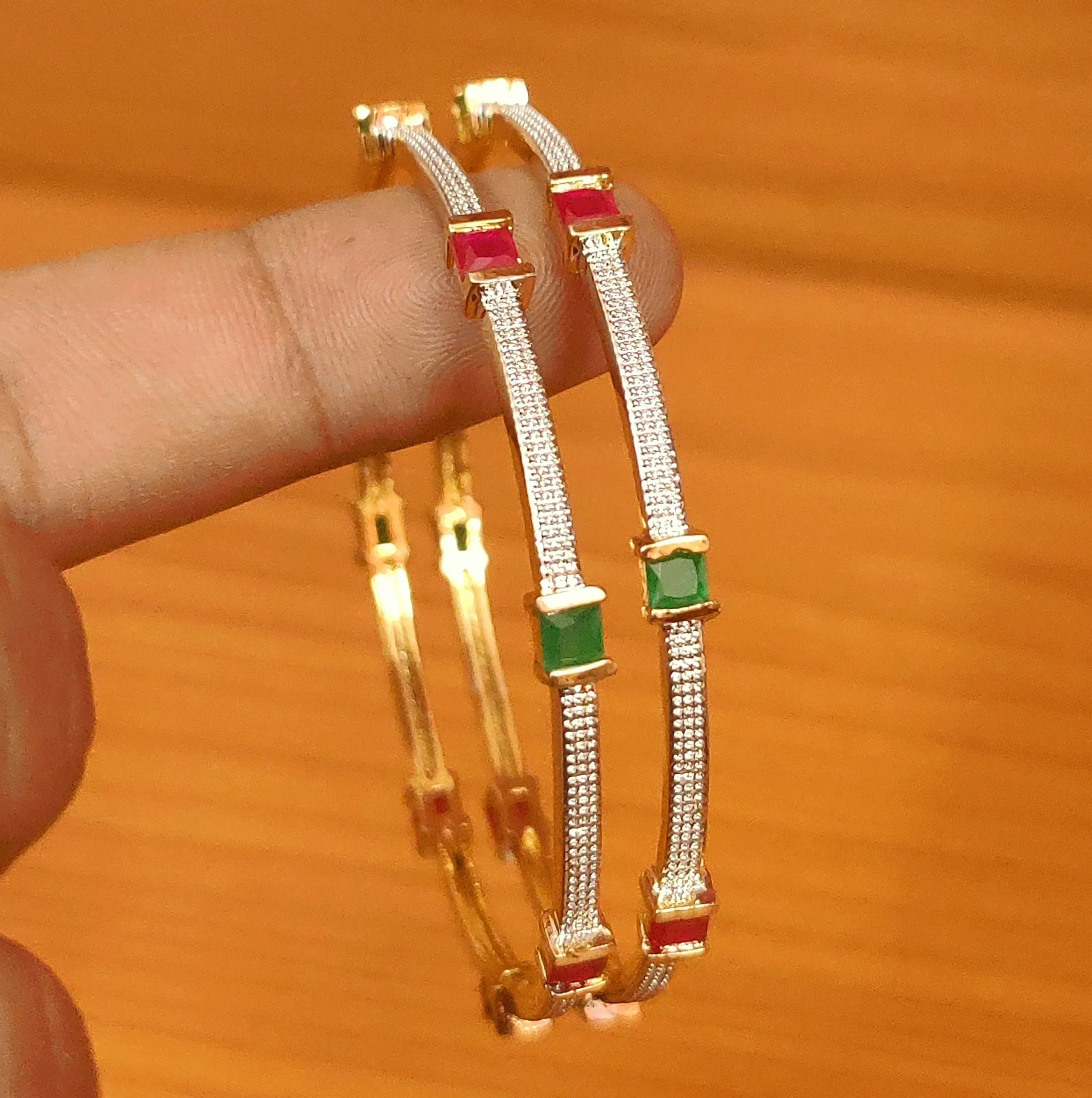 MULTICOLOUR CZ STONES GOLD PLATED BANGLES