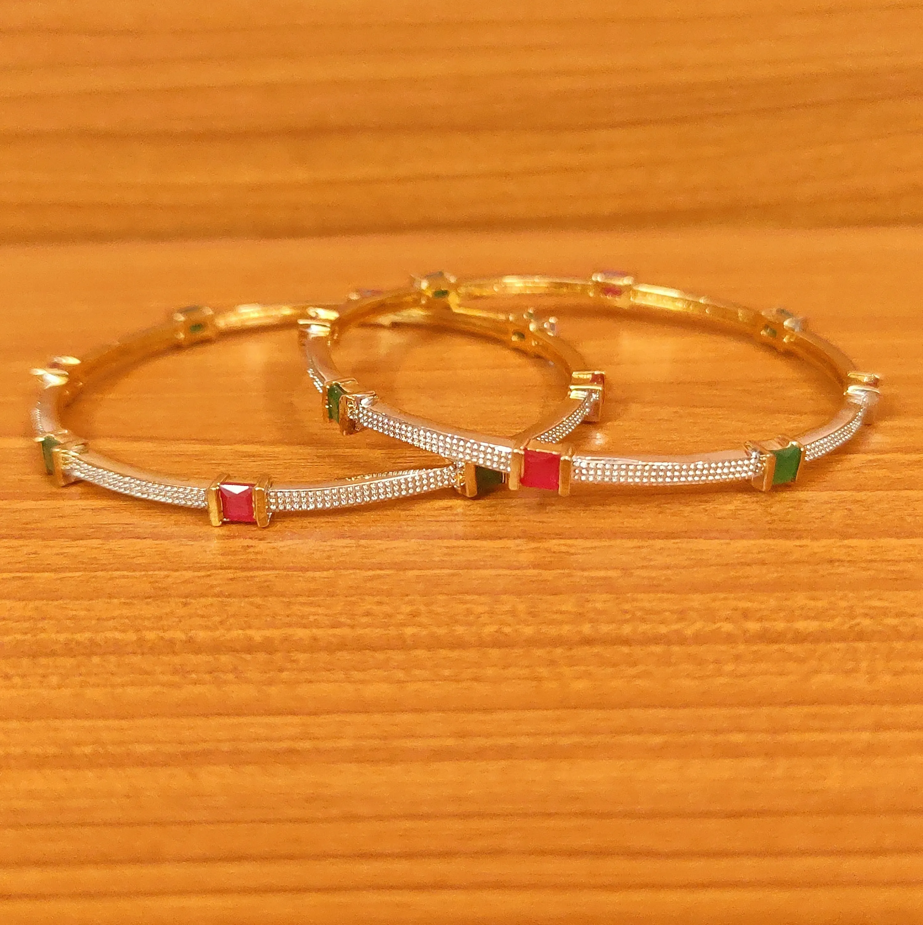 MULTICOLOUR CZ STONES GOLD PLATED BANGLES
