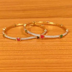 MULTICOLOUR CZ STONES GOLD PLATED BANGLES