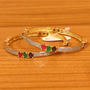 MULTICOLOUR CZ STUDDED DIAMOND LOOK BANGLES
