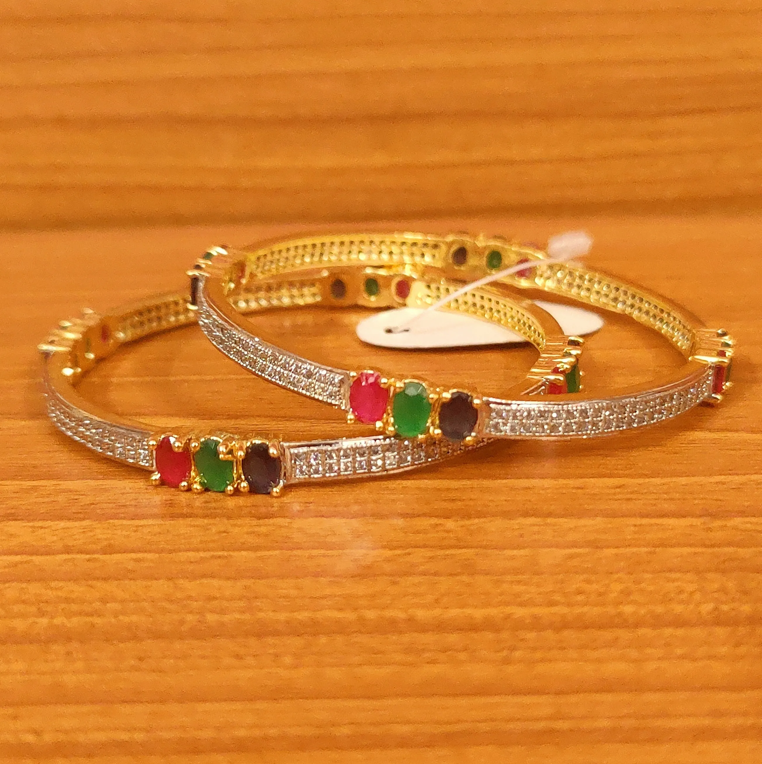MULTICOLOUR CZ STUDDED DIAMOND LOOK BANGLES