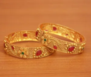 MULTICOLOUR FILIGREE GOLD LOOK OPENABLE BANGLE