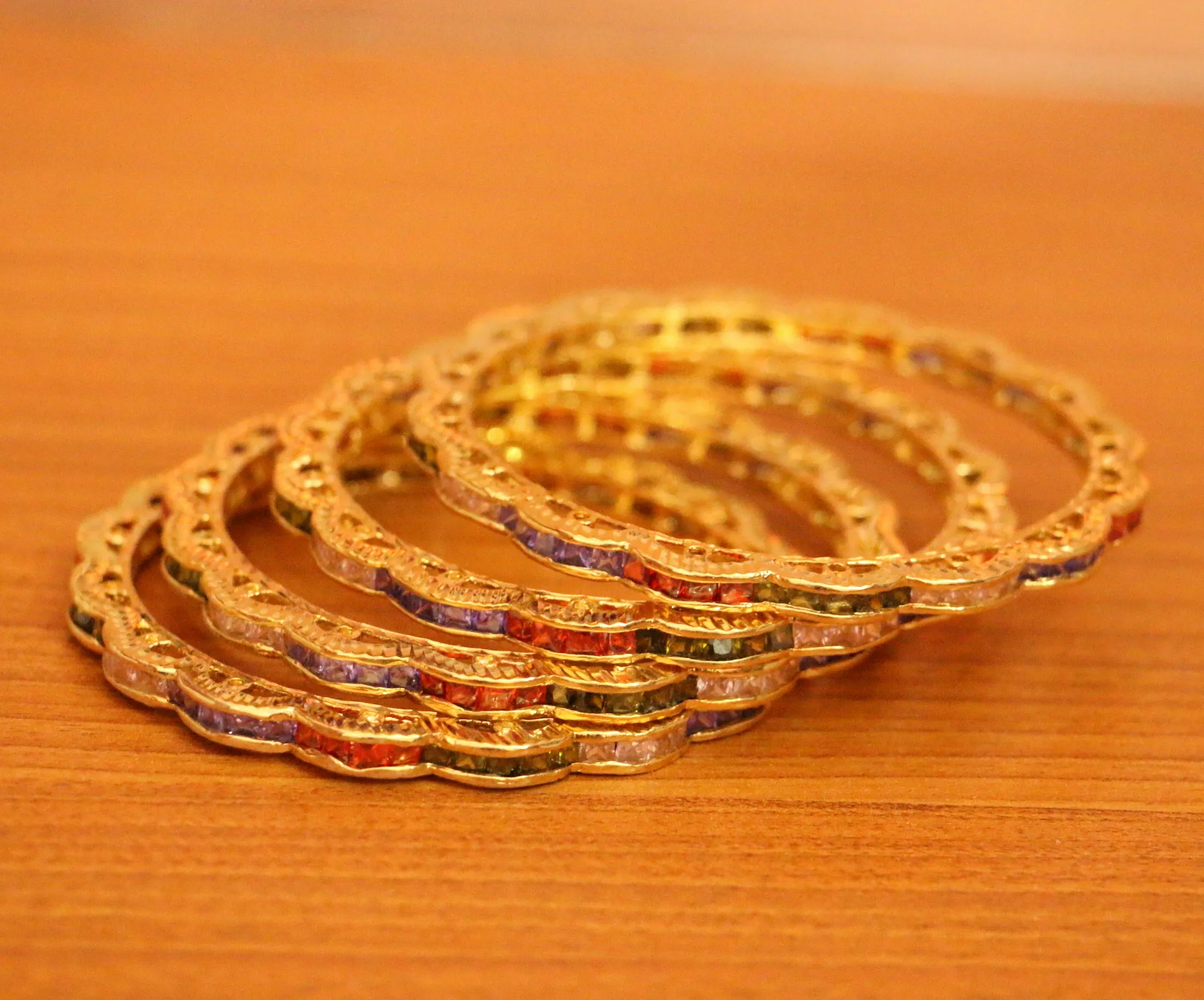MULTICOLOUR GOLD PLATED CZ BANGLES