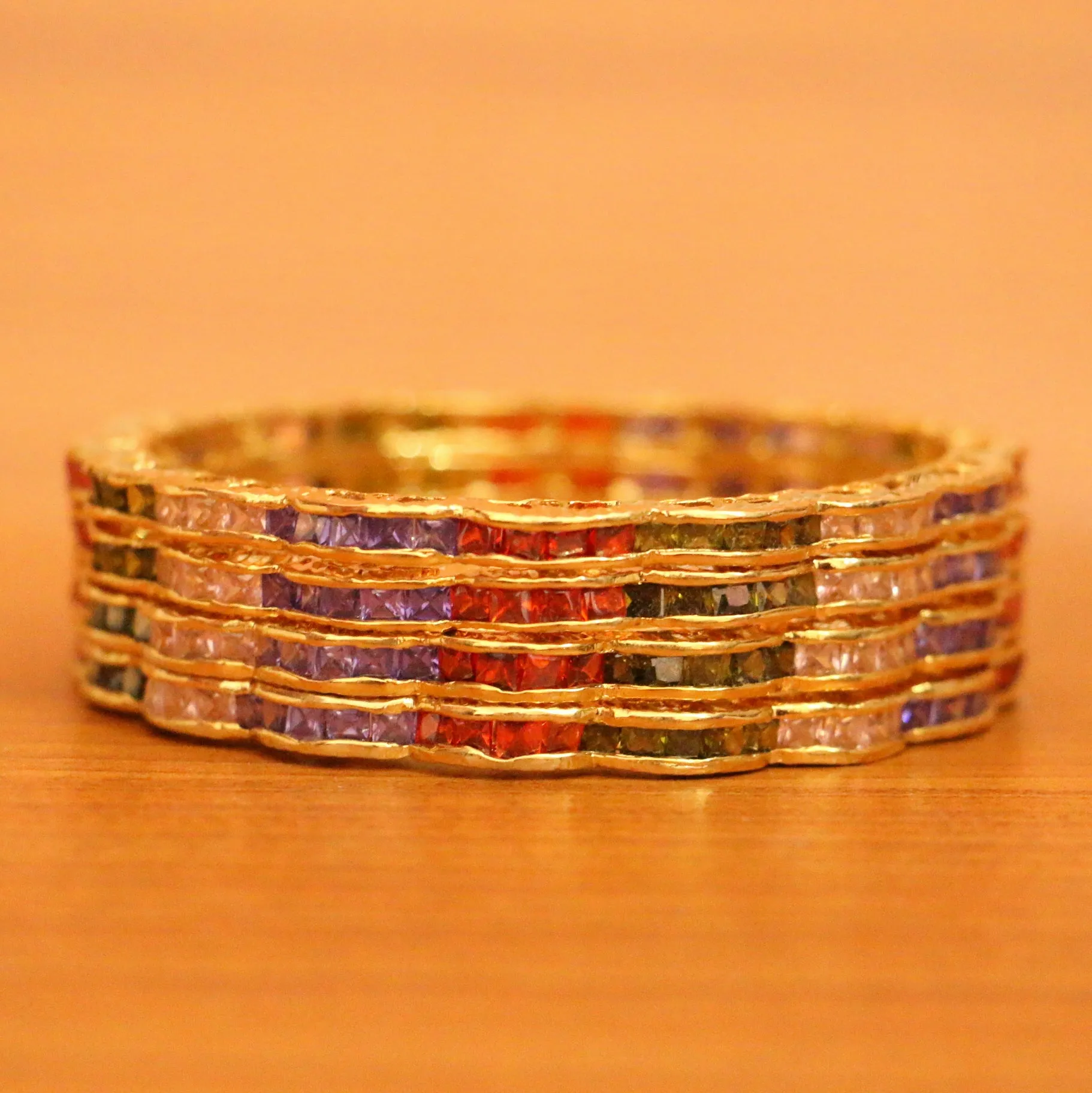 MULTICOLOUR GOLD PLATED CZ BANGLES