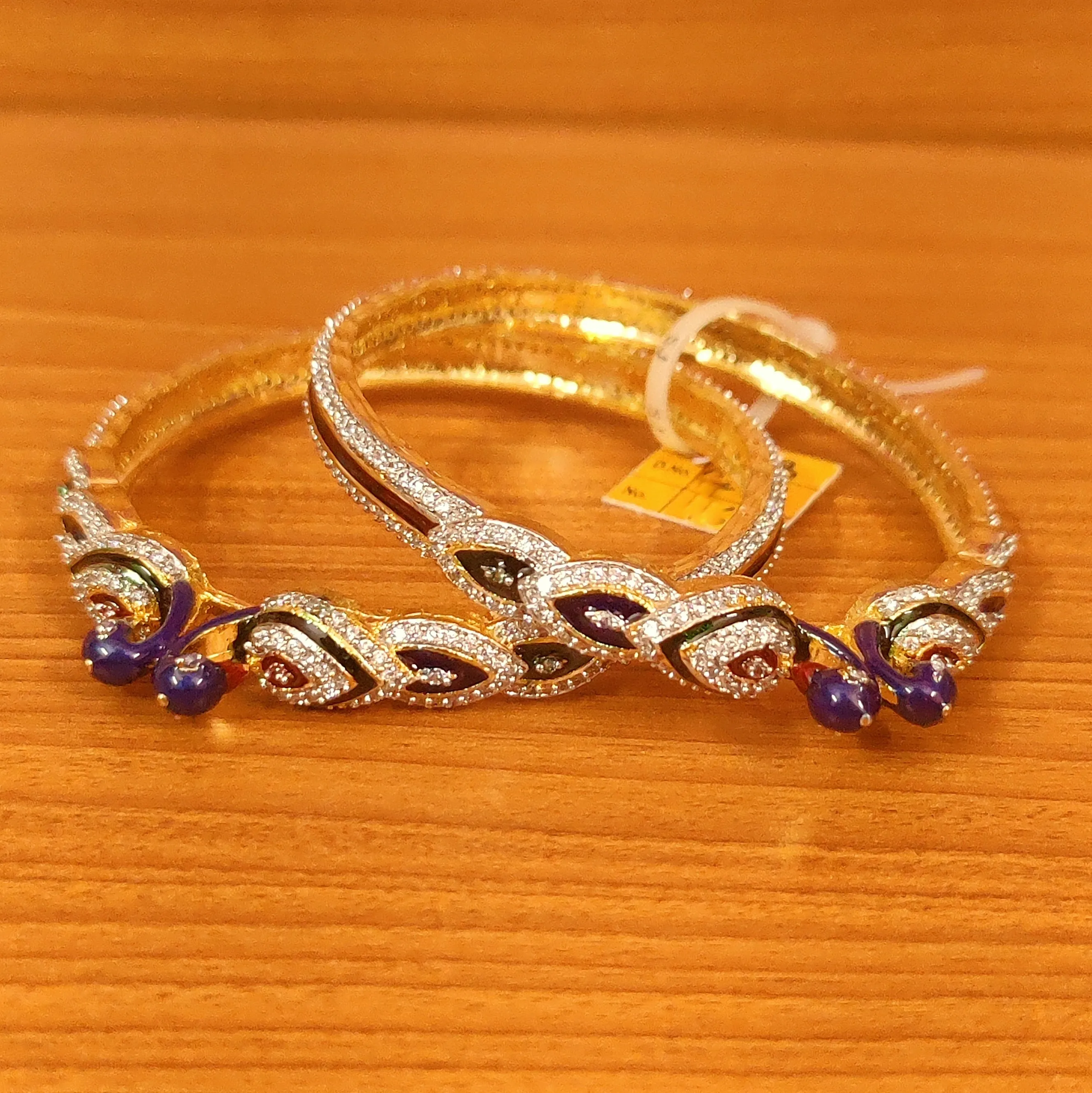 MULTICOLOUR PEACOCK MEENAKARI DIAMOND LOOK BANGLES