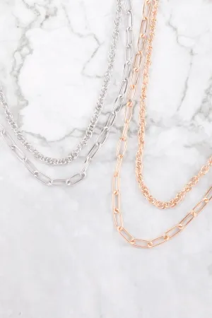MUTI CHAIN LAYERED NECKLACE AND EARRING SET