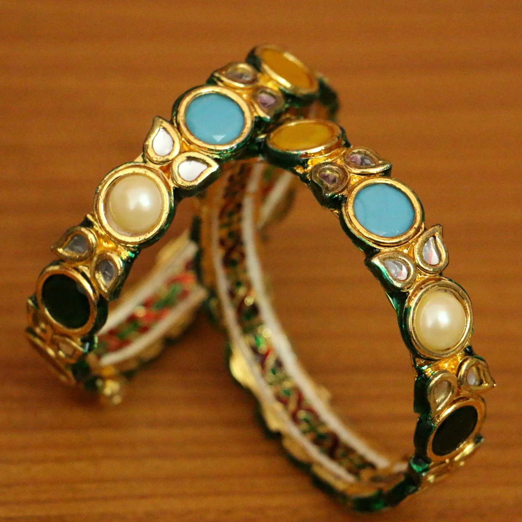 NAVRATAN KUNDAN MEENAKARI BANGLES