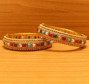 NAVRATAN LOOK GOLD PLATED OPENABLE BANGLES