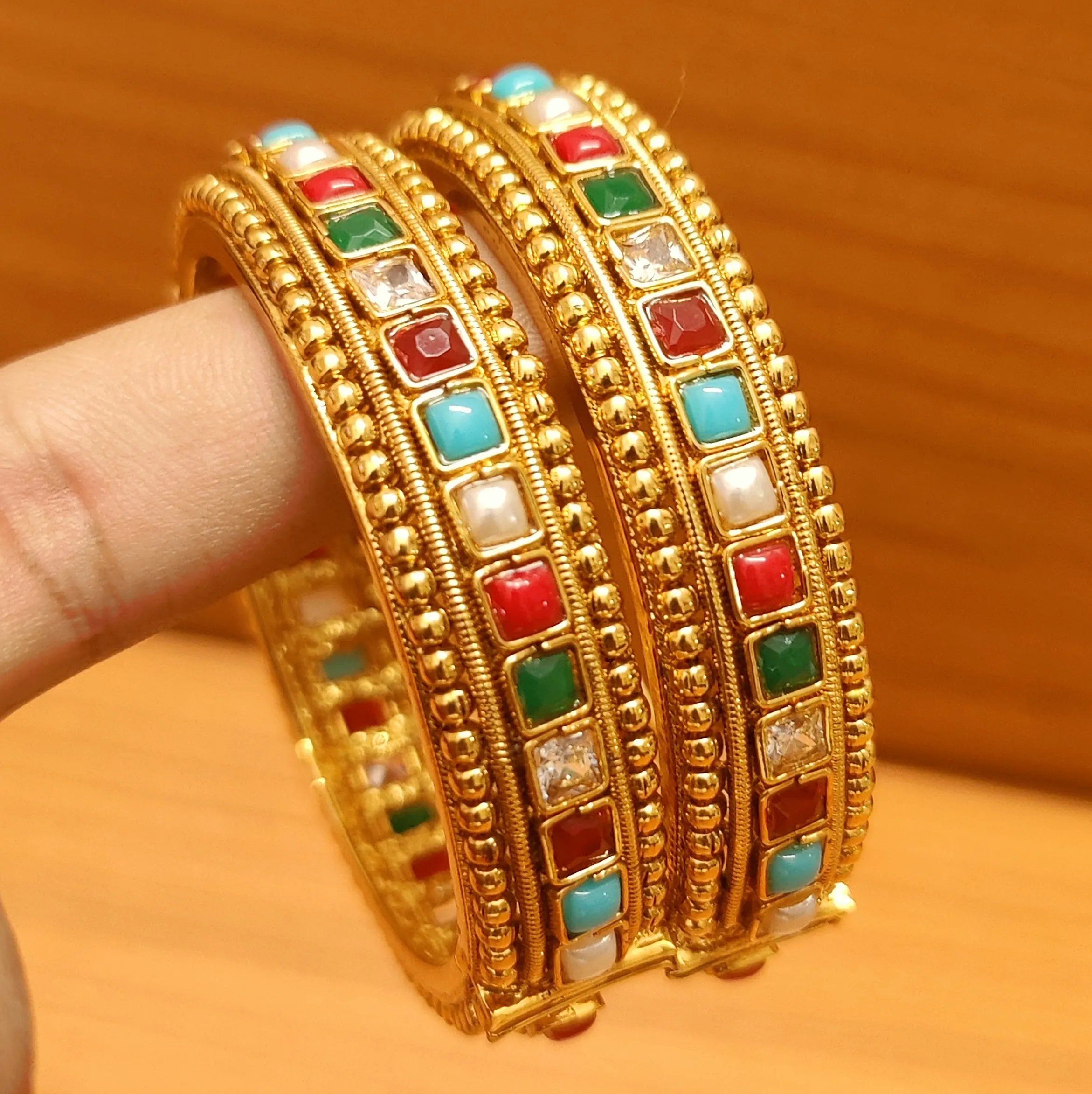 NAVRATAN LOOK GOLD PLATED OPENABLE BANGLES