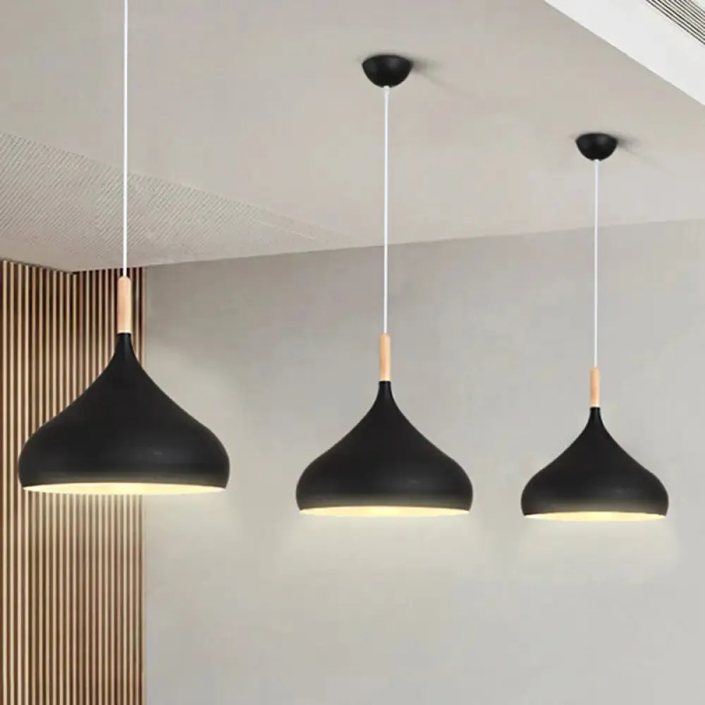 Nordic Style Metal Teardrop Pendant Lighting - 1 Light Black/White/Gold - Available in 9.5"/12.5"/14"W