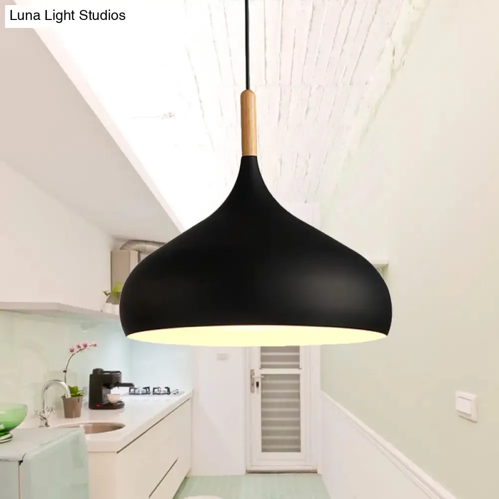Nordic Style Metal Teardrop Pendant Lighting - 1 Light Black/White/Gold - Available in 9.5"/12.5"/14"W