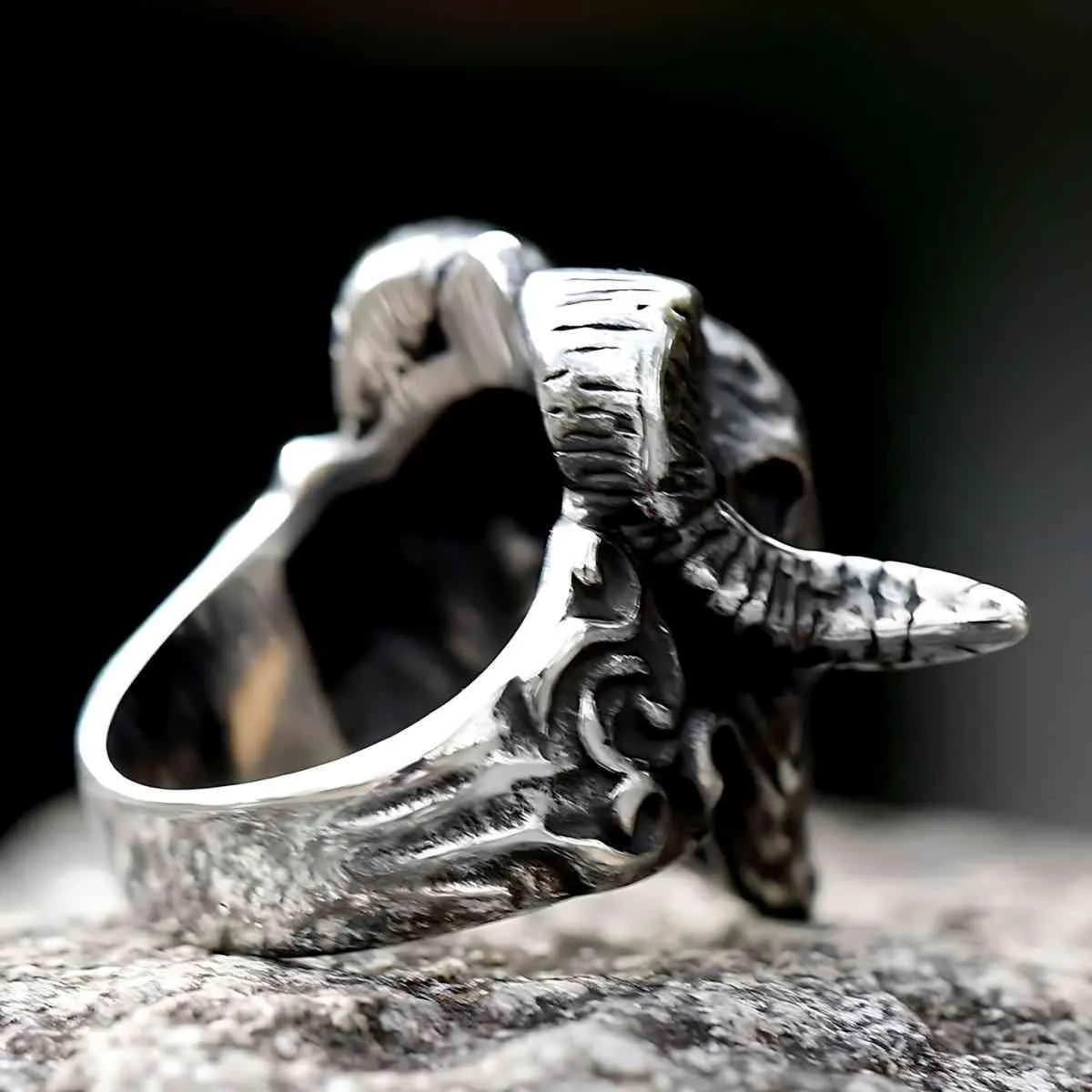 Occult Ram Skull Ring